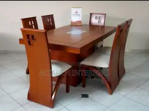 6 Seater Well Finished Mahogany Color Dining Set