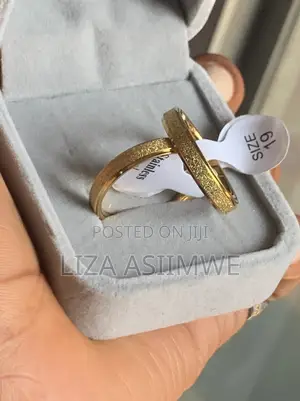 Frosted Gold-Colored Stainless Steel Wedding Rings