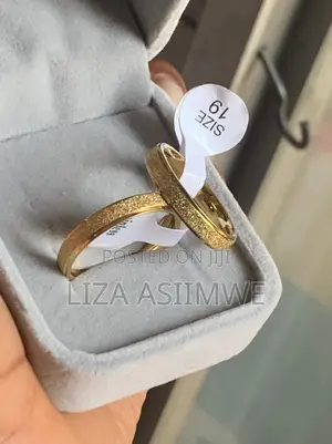 Frosted Gold-Colored Stainless Steel Wedding Rings