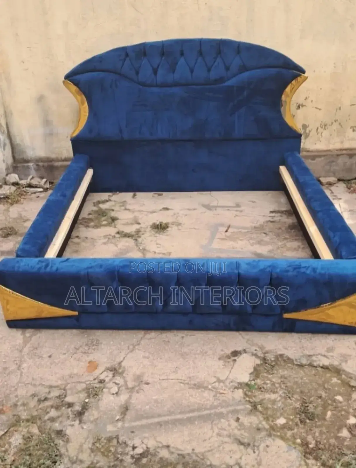 5x6 Dressed Blue and Gold Bed in a Unique Design