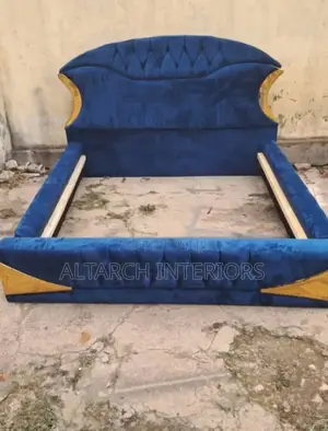 5x6 Dressed Blue and Gold Bed in a Unique Design