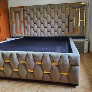 Dark Gray Geometric Bed