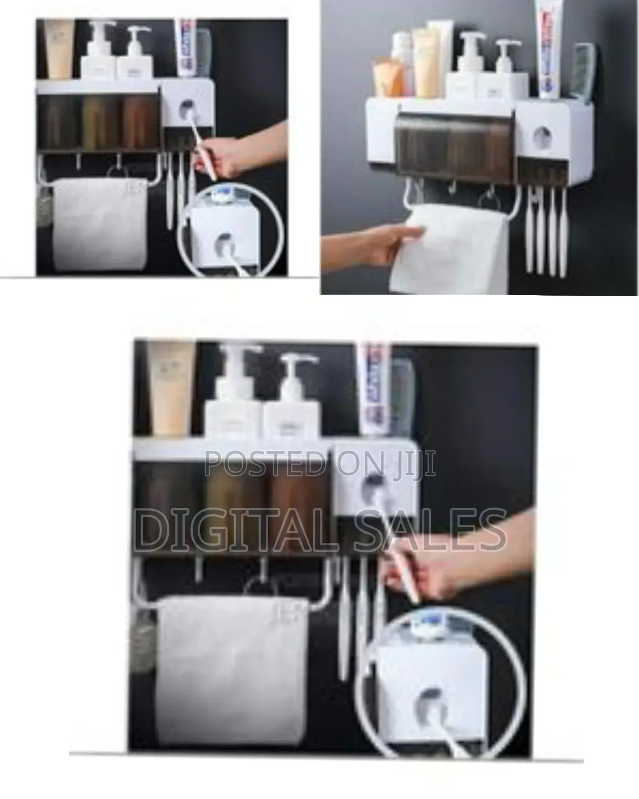 Bathroom Storage Shelf With Toothbrush Holder and Toothpaste