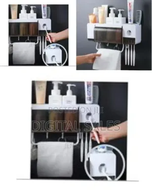 Bathroom Storage Shelf With Toothbrush Holder and Toothpaste