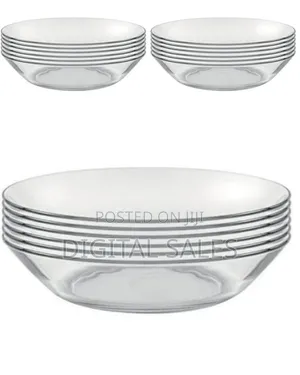 6 Piece Set of Glass Soup Plates