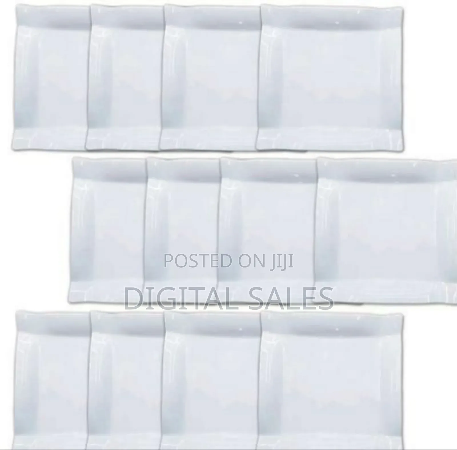 Melamine Square Dinner Plates, 12pcs