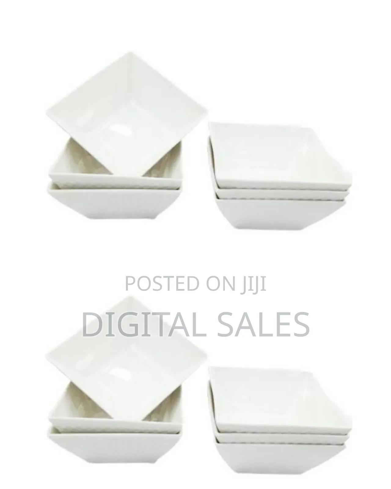 6 Piece Set of Ceramic Square Shaped Dinner Bowls