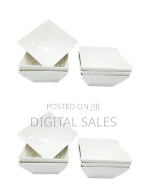 6 Piece Set of Ceramic Square Shaped Dinner Bowls