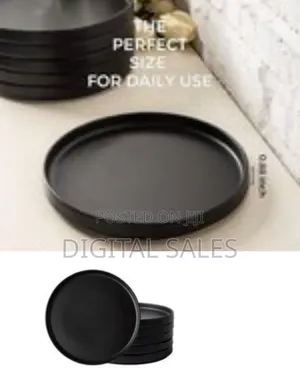 Set of 6 Modern Matte Black Dinner Plates