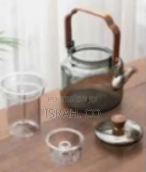 Elegant Glass Teapot With Infuser and Wooden Electric Warmer Base