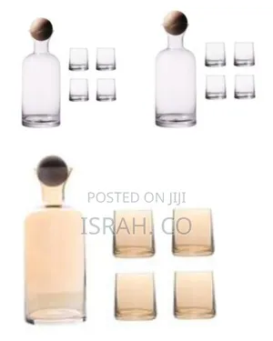 Modern 1.2l Glass Decanter and Tumbler Set (5-Piece)