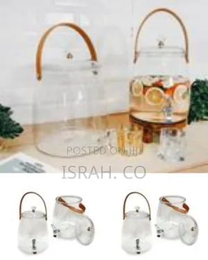 Elegant Glass Beverage Dispenser With Carrying Handle - Clear