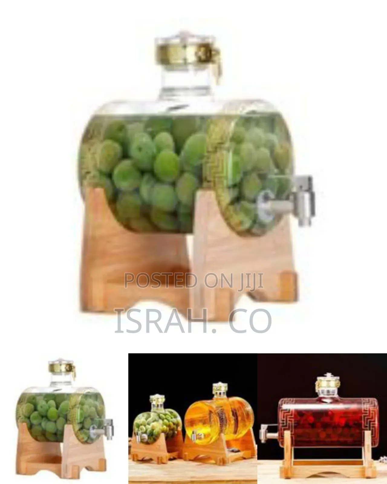 Glass Barrel-Shaped Beverage Dispenser With a Tap