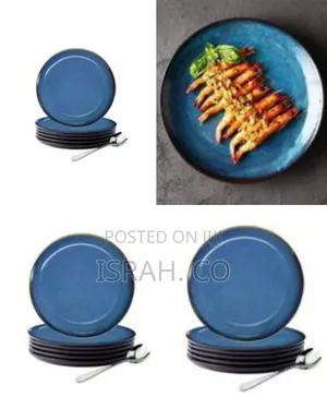 6-Piece Ceramic Dinner/Salad Plate Set With Serving Utensil