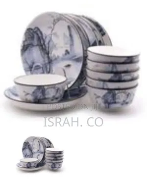 Set of 12 Ceramic Dinner Plates and Bowls