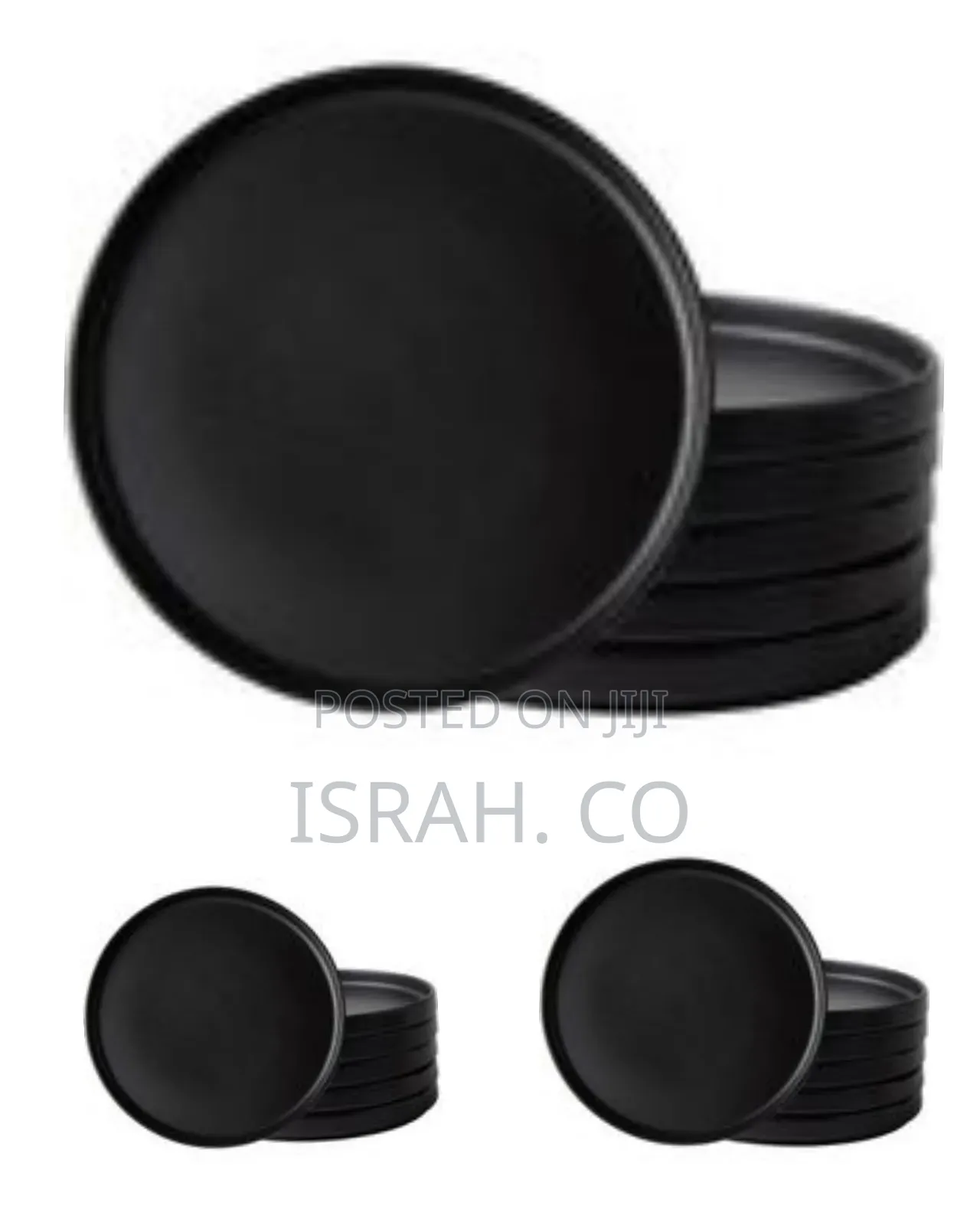 Set of 6 Modern Matte Black Dinner Plates