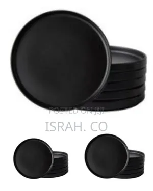 Set of 6 Modern Matte Black Dinner Plates