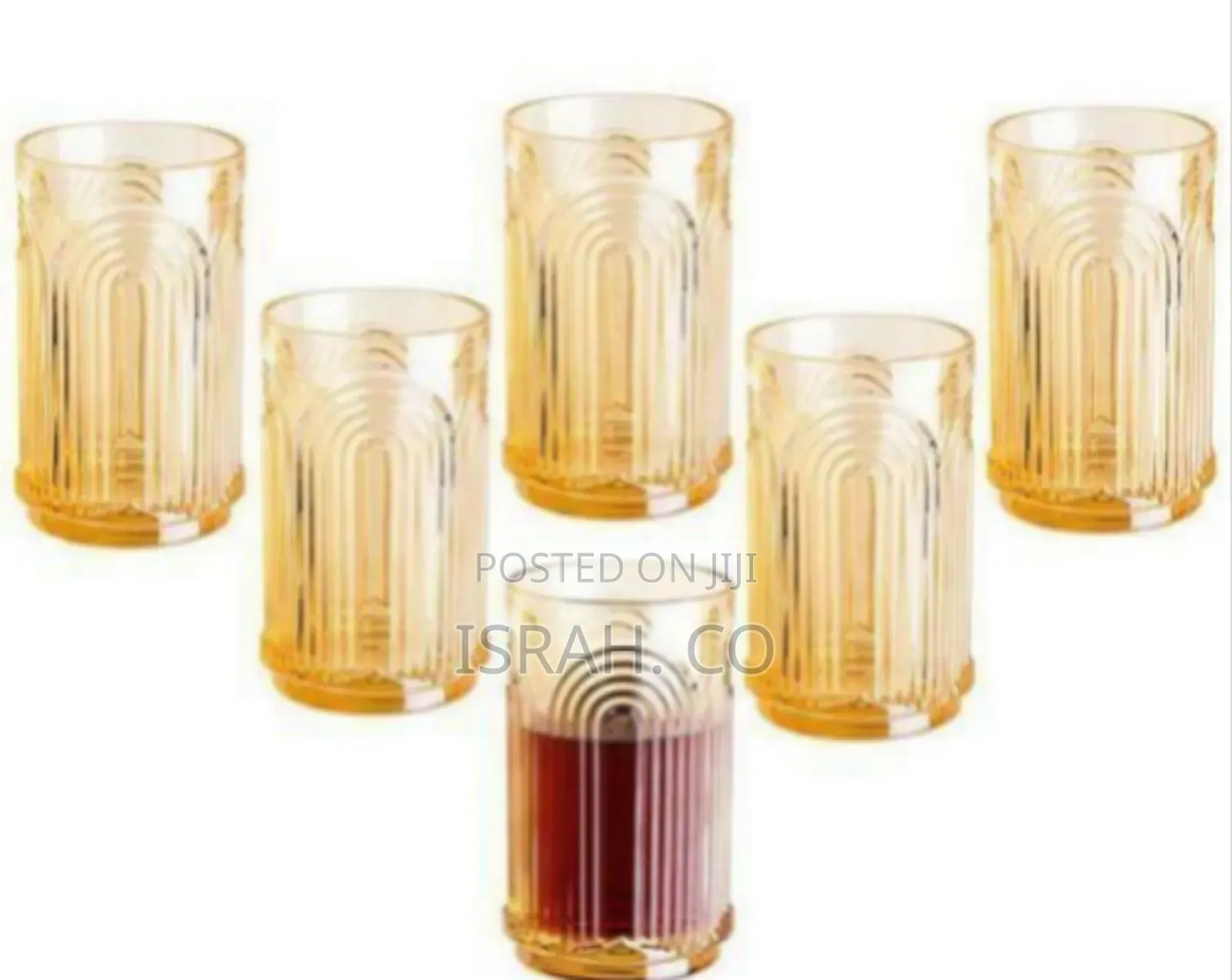 Set of 6 Art Deco-Style Textured Drinking Glasses / Tumblers
