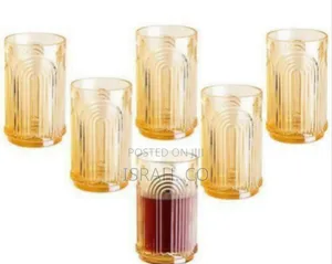 Set of 6 Art Deco-Style Textured Drinking Glasses / Tumblers