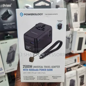 Powerology 2400w Universal Travel Adapter With 4000mah Power Banker