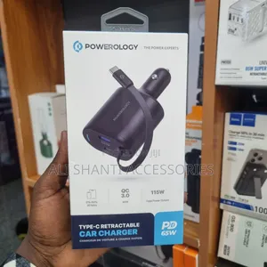 Powerology Type-C Retractable Car Charger Pd 65w