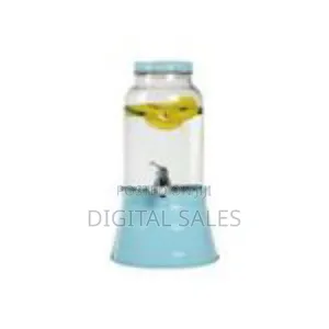 Large Glass Beverage Dispenser With Metal Stand and Spigot