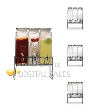 Triple Glass Beverage Dispenser Set With Metal Stand