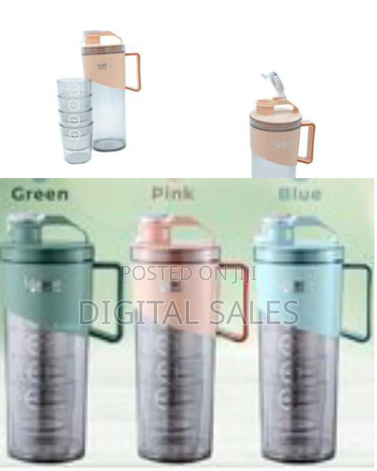 Stylish Beverage Pitcher Set With Integrated Stackable Cups