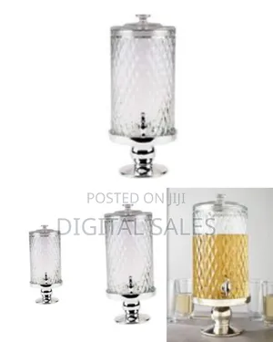 Elegant Diamond-Patterned Glass Beverage Dispenser Set
