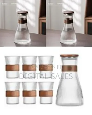 Elegant Fluted Glass Carafe and Tumbler Set (Set of 6)