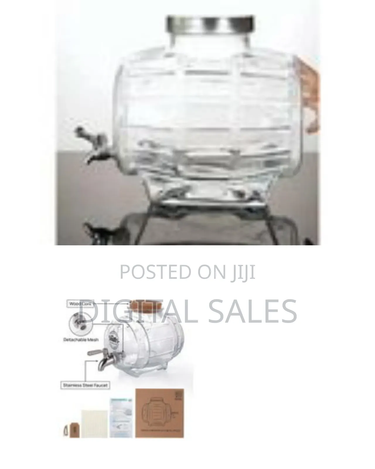 Stylish Barrel-Shaped Glass Beverage Dispenser With Spigot