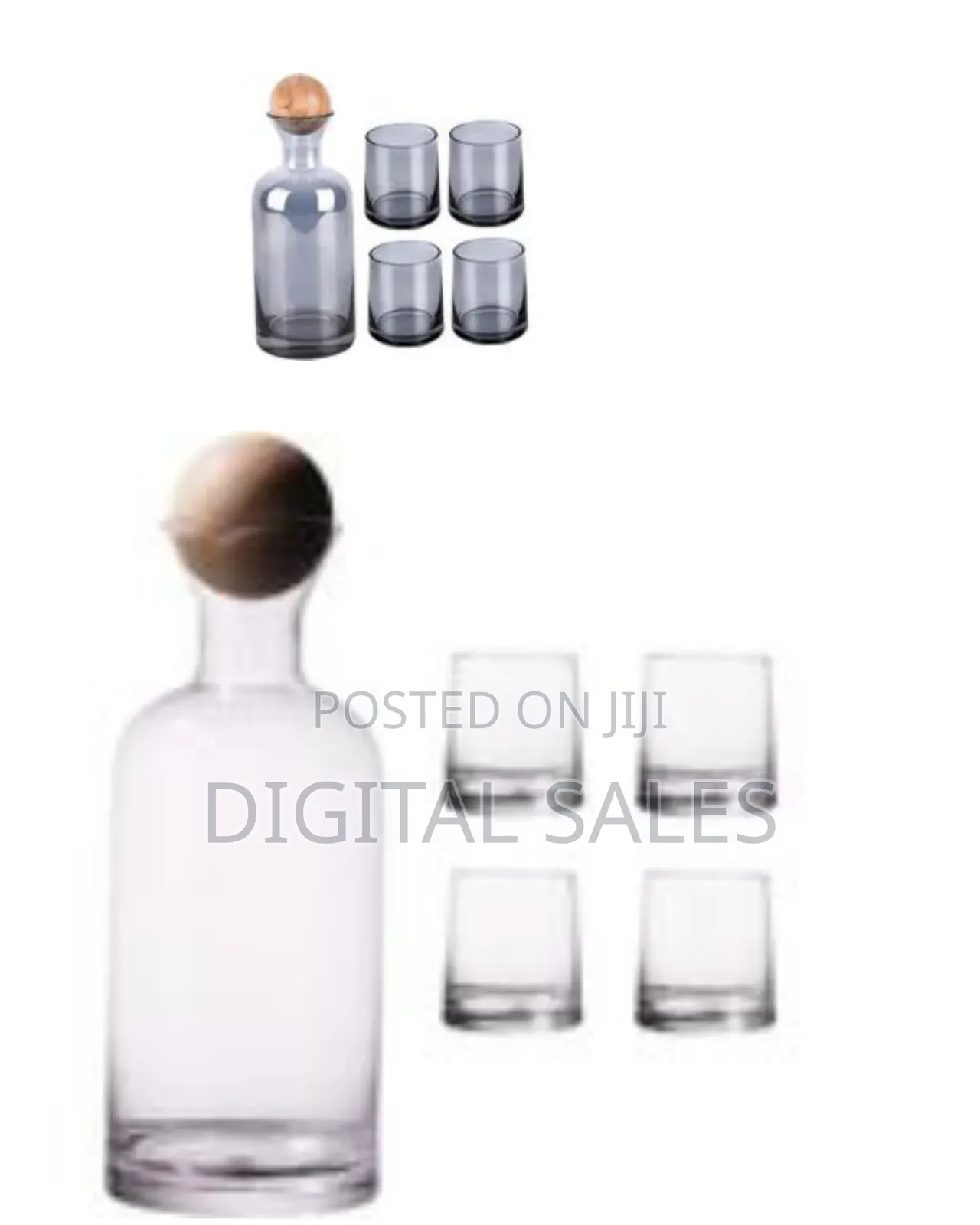 Modern 1.2l Glass Decanter and Tumbler Set (5-Piece) -L