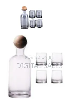 Modern 1.2l Glass Decanter and Tumbler Set (5-Piece) -L