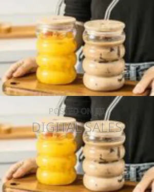 Stacked Bubble Glass Drinking Tumbler Set With Wooden Lid and Glass