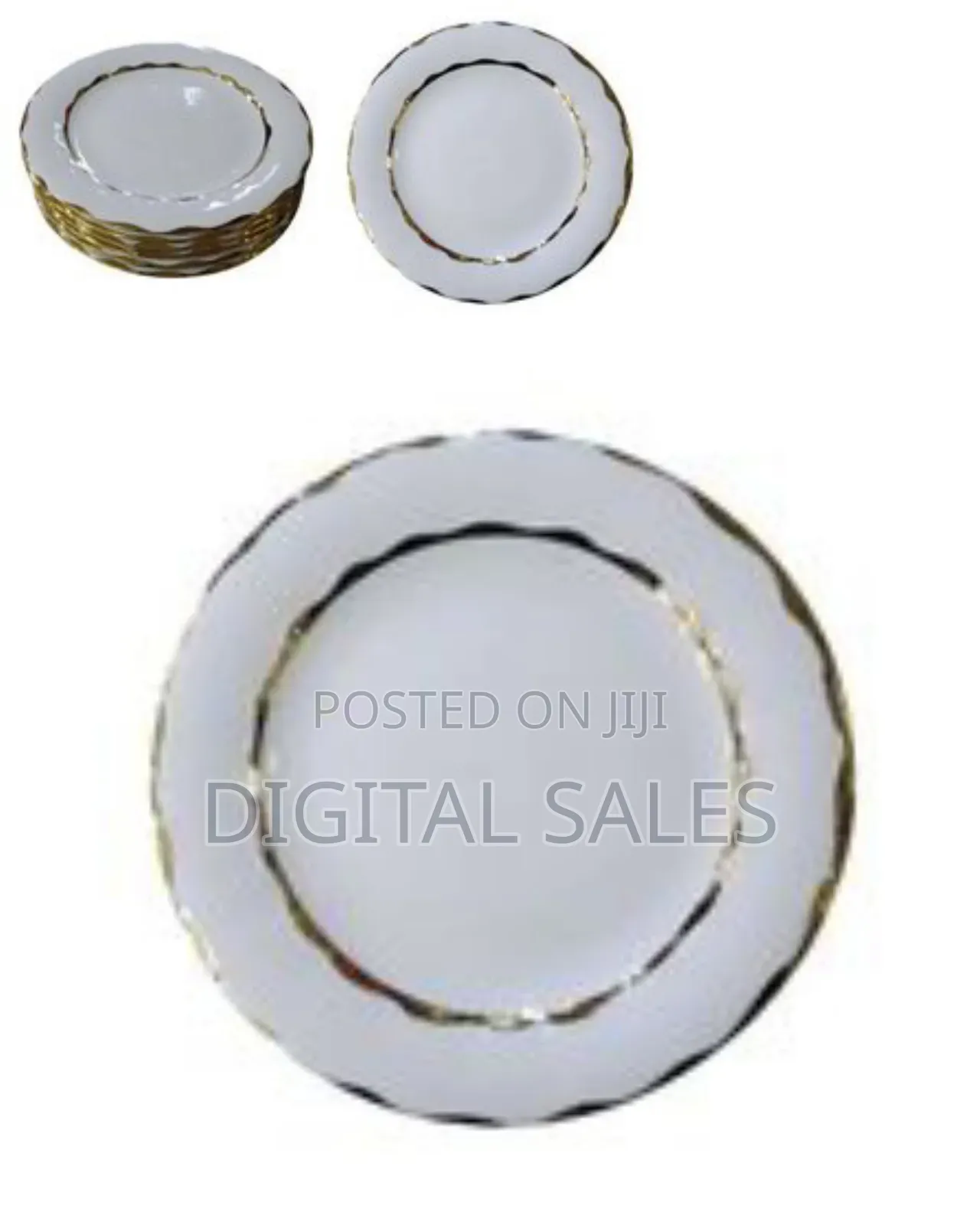 6 Piece Set of Elegant Ceramic Plates - Multicolo