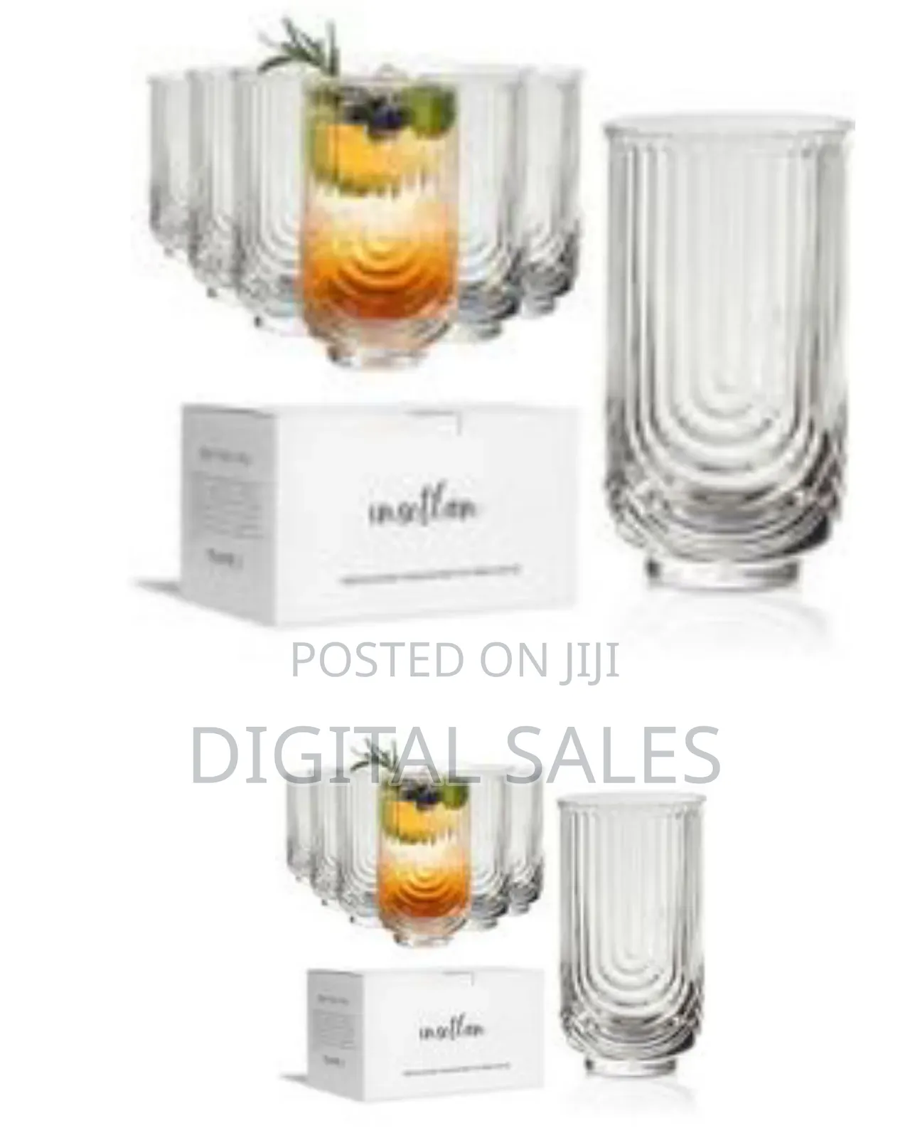 6-Piece of Textured Highball Glasses / Juice Tumblers - Transparent