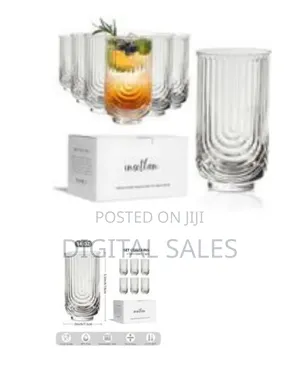 6-Piece of Textured Highball Glasses / Juice Tumblers - Transparent