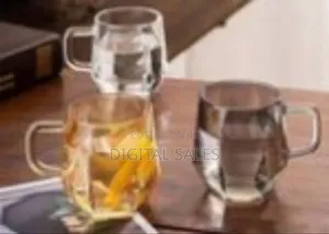 Faceted Amber Glass Mug Se With Handle (Two-Pack, 280ml) - Transparent