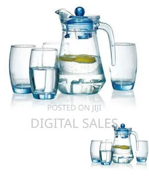 4 Drinking Glasses Plus 1 Glass Jug-Transparent