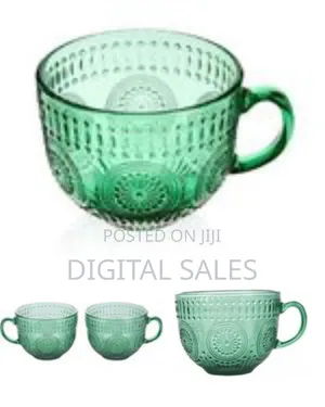 Vintage-Style Embossed Glass Soup or Jumbo Mug Set
