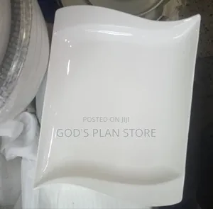 6pcs Square Curved Dinner Plates White