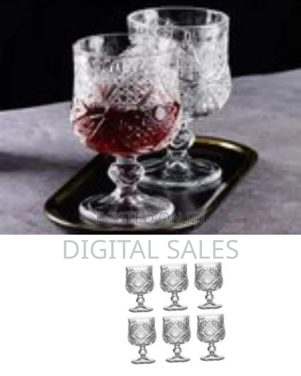 Set of Crystal Short Wine Glasses