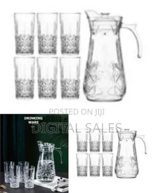 7 Piece Glassware Set. Includes a Jug and 6 Glasses
