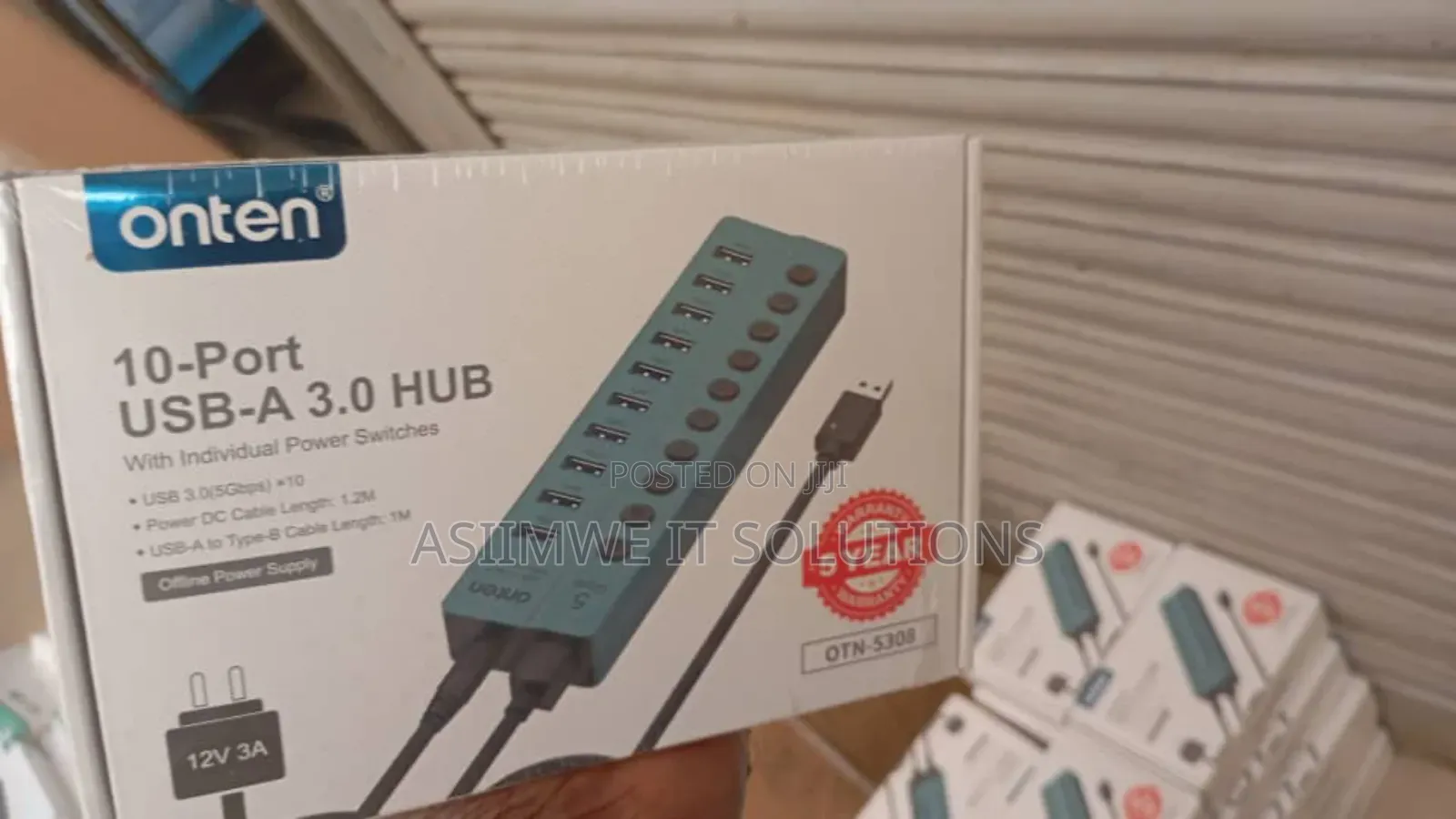 Onten 10‐Port Usb‐A 3.0 Hub With Individual Power Switches