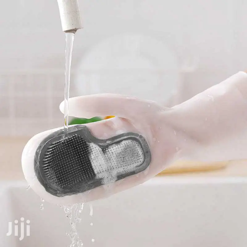 Waterproof Silicone Dishwashing Gloves With Bristles