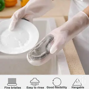 Waterproof Silicone Dishwashing Gloves With Bristles