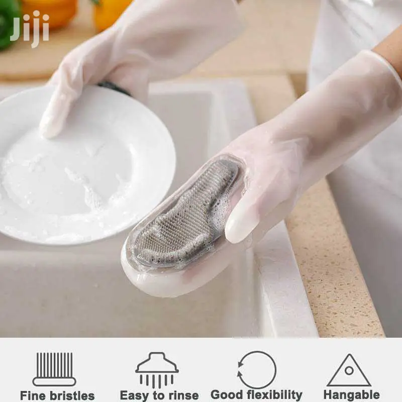Waterproof Silicone Dishwashing Gloves With Bristles