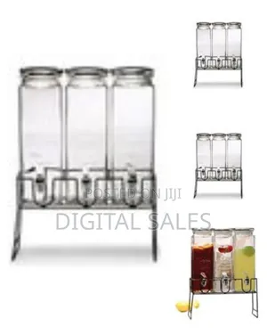 Triple Glass Beverage Dispenser Set With Metal Stand