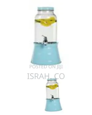 Large Glass Beverage Dispenser With Metal Stand and Spigot