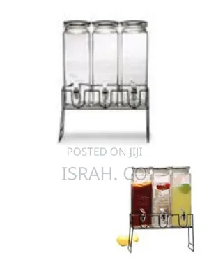 Triple Glass Beverage Dispenser Set With Metal Stand